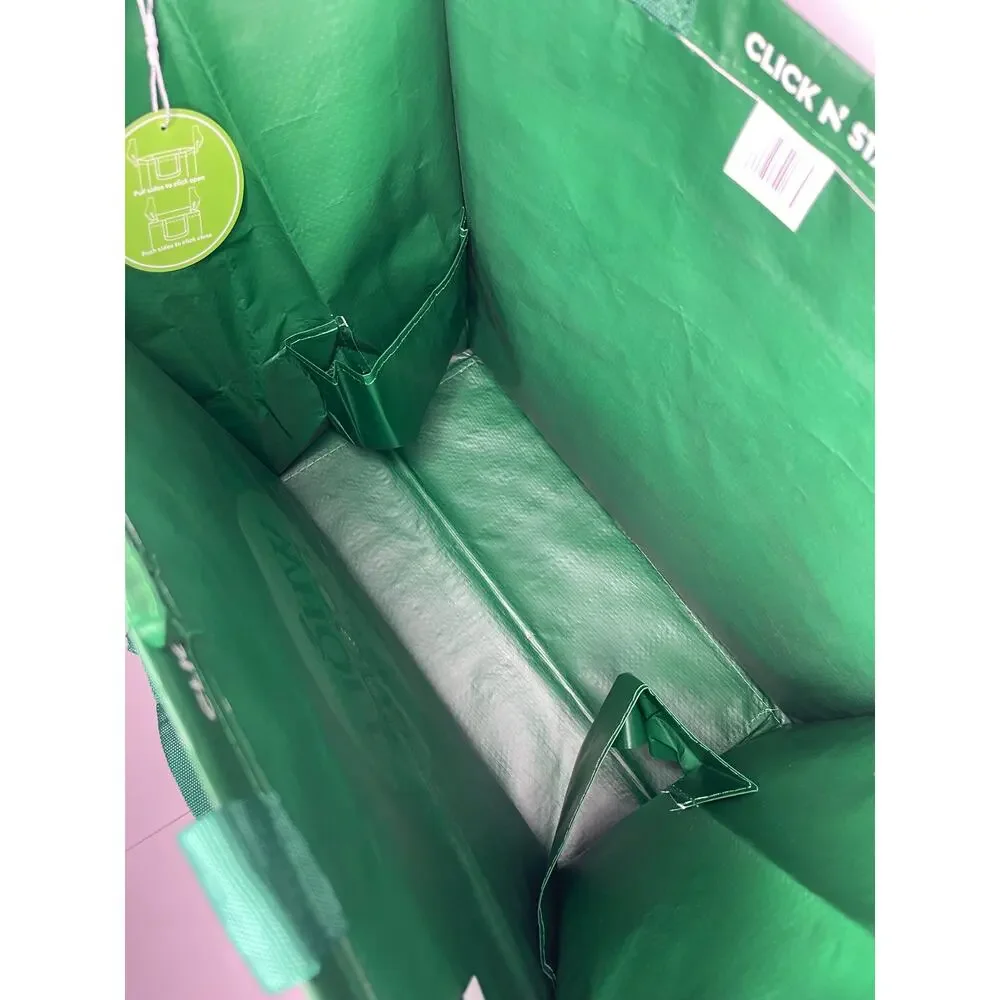 Whole Foods — Green Click N' Stay Collapsable Stand Up Tote Bag Box Double Strap